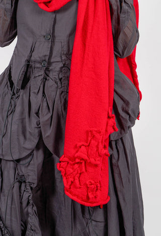 Knitted Scarf with Fabric Embellishment in Rose - 3897710