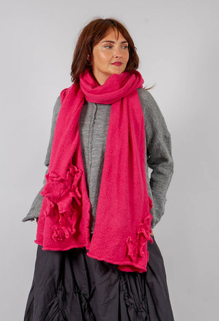 Knitted Scarf with Fabric Embellishment in Lotus - 3897710