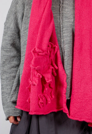 Knitted Scarf with Fabric Embellishment in Lotus - 3897710