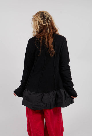 Dual Fabric Jumper with Exposed Seams in Black - 3890714