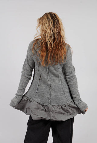 Dual Fabric Jumper with Exposed Seams in Dark Grey - 3890714