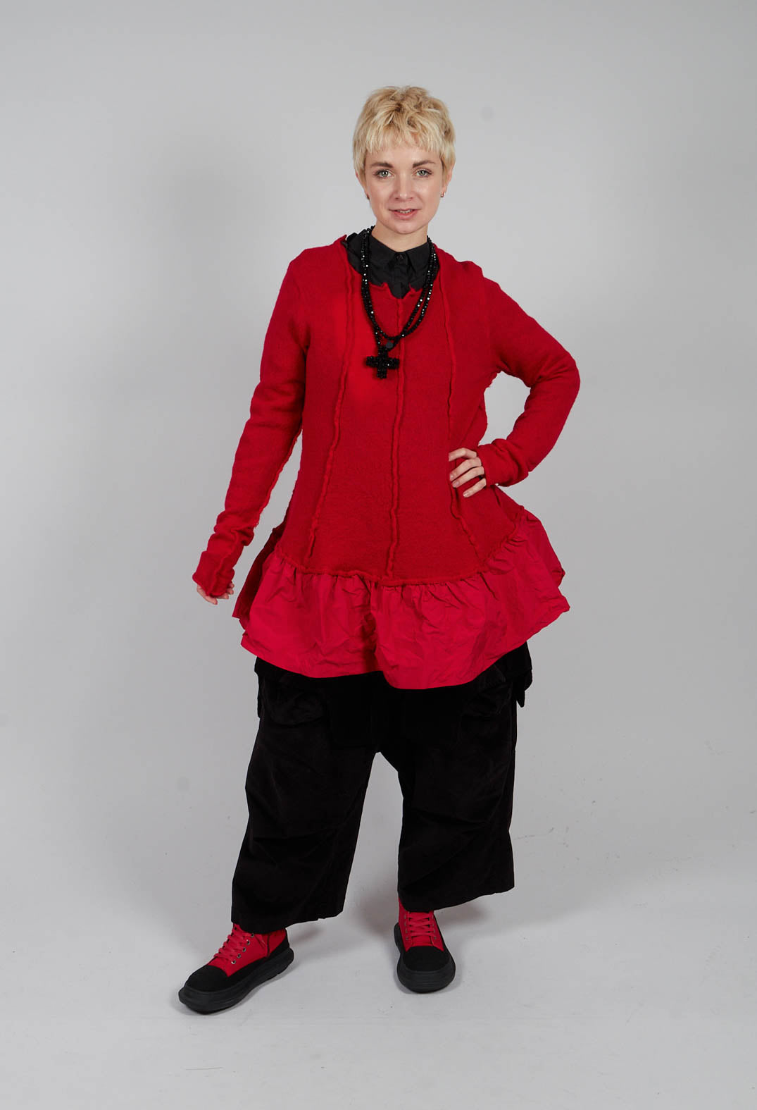 Cotton Shirt with Pleated Back in Black - 3350403