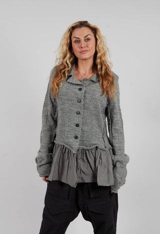 Dual Fabric Cardigan with Exposed Seams in Dark Grey - 3897115