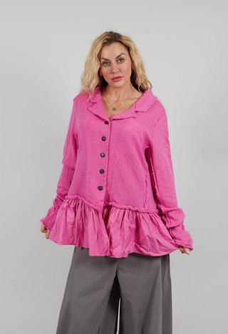 Dual Fabric Cardigan with Exposed Seams in Lily - 3897115