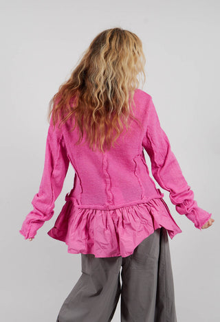 Dual Fabric Cardigan with Exposed Seams in Lily - 3897115