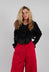 Dual Fabric Cropped Cardigan in Black - 3897116