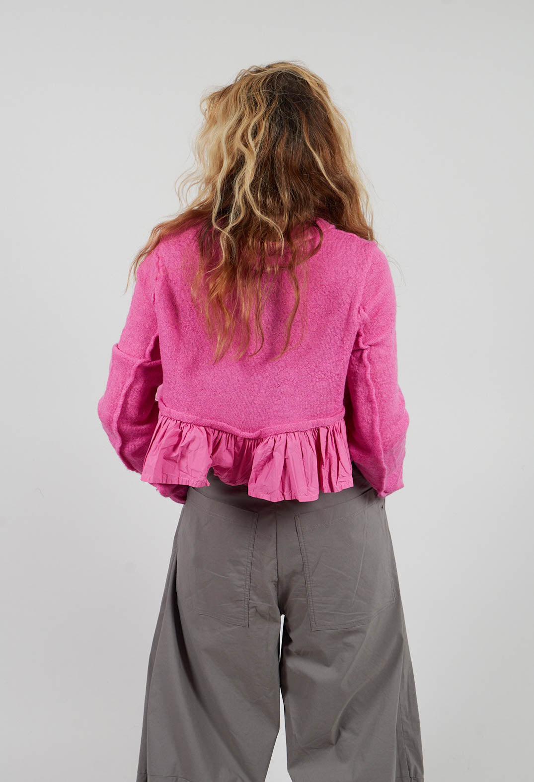 Dual Fabric Cropped Cardigan in Lily - 3897116
