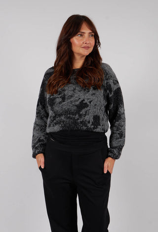 Marbled Crop Sweater in Black