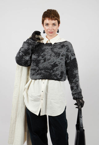 Marbled Crop Sweater in Black