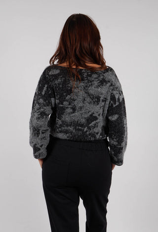 Marbled Crop Sweater in Black