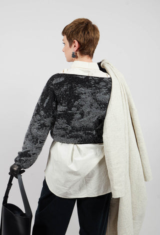 Marbled Crop Sweater in Black