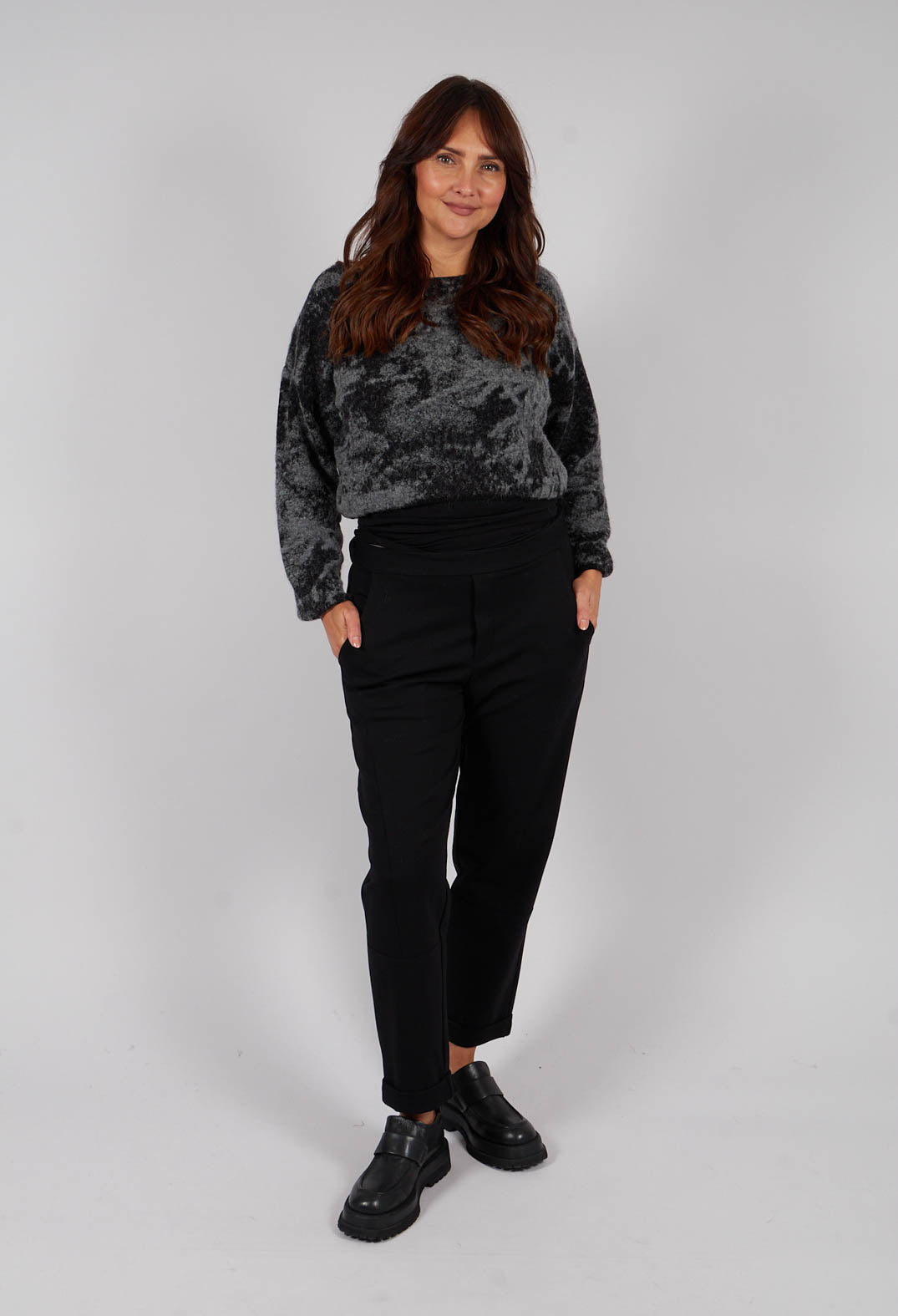 Marbled Crop Sweater in Black