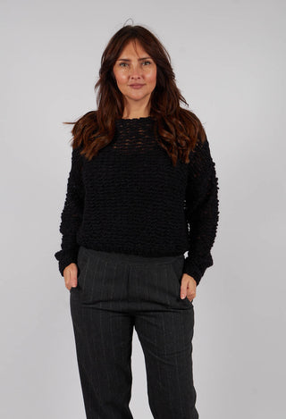Open Knit Sweater in Black