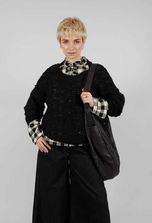 Open Knit Sweater in Black