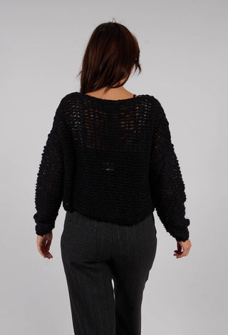 Open Knit Sweater in Black