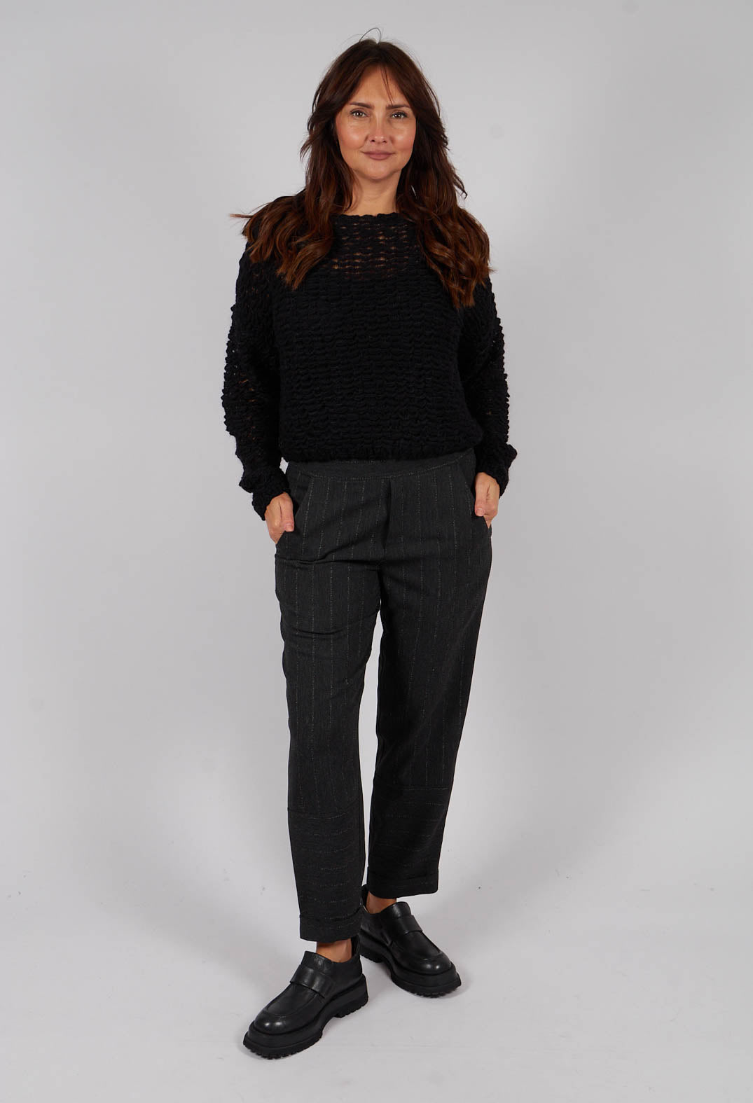 Open Knit Sweater in Black