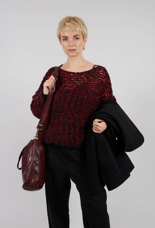 Open Knit Sweater in Scarlett Red