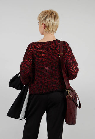Open Knit Sweater in Scarlett Red