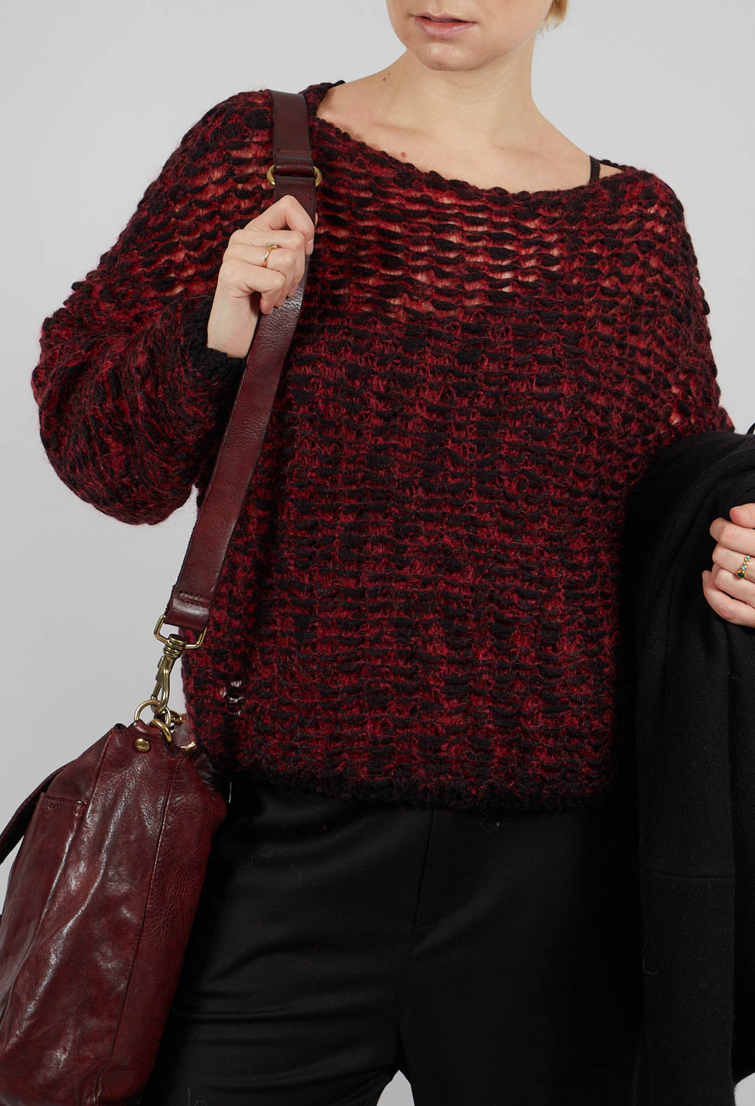 Open Knit Sweater in Scarlett Red