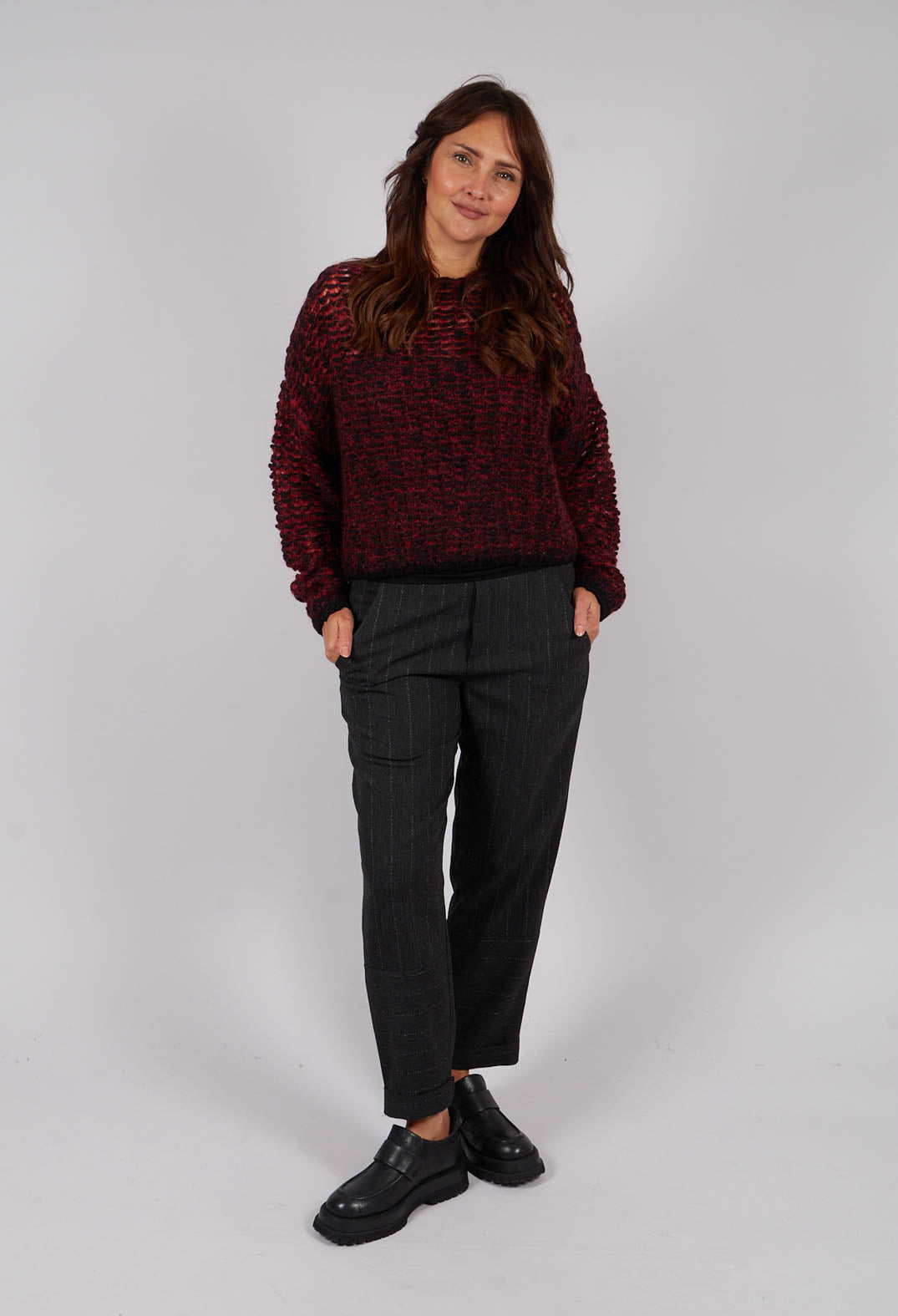Open Knit Sweater in Scarlett Red