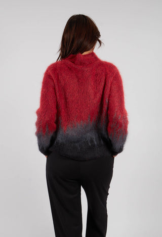 Two Tone High Neck Sweater in Scarlett Red