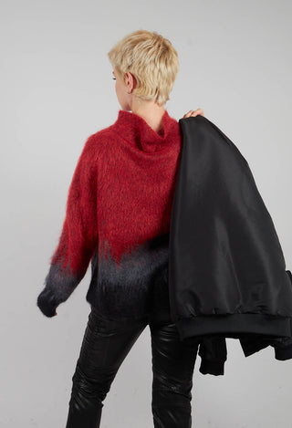 Two Tone High Neck Sweater in Scarlett Red