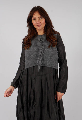 Cropped Sleeveless Cardigan in Dark Grey