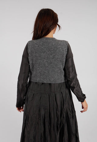 Cropped Sleeveless Cardigan in Dark Grey