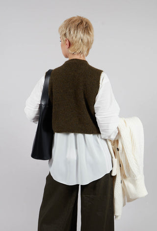 Cropped Sleeveless Cardigan in Moss Green