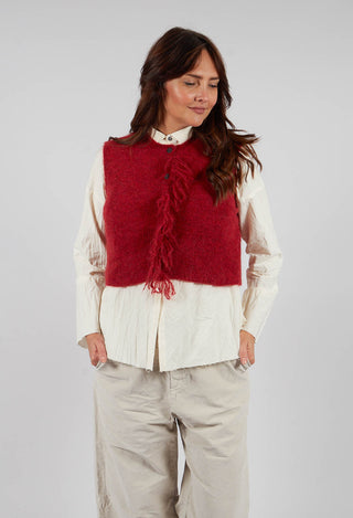 Cropped Sleeveless Cardigan in Scarlett Red