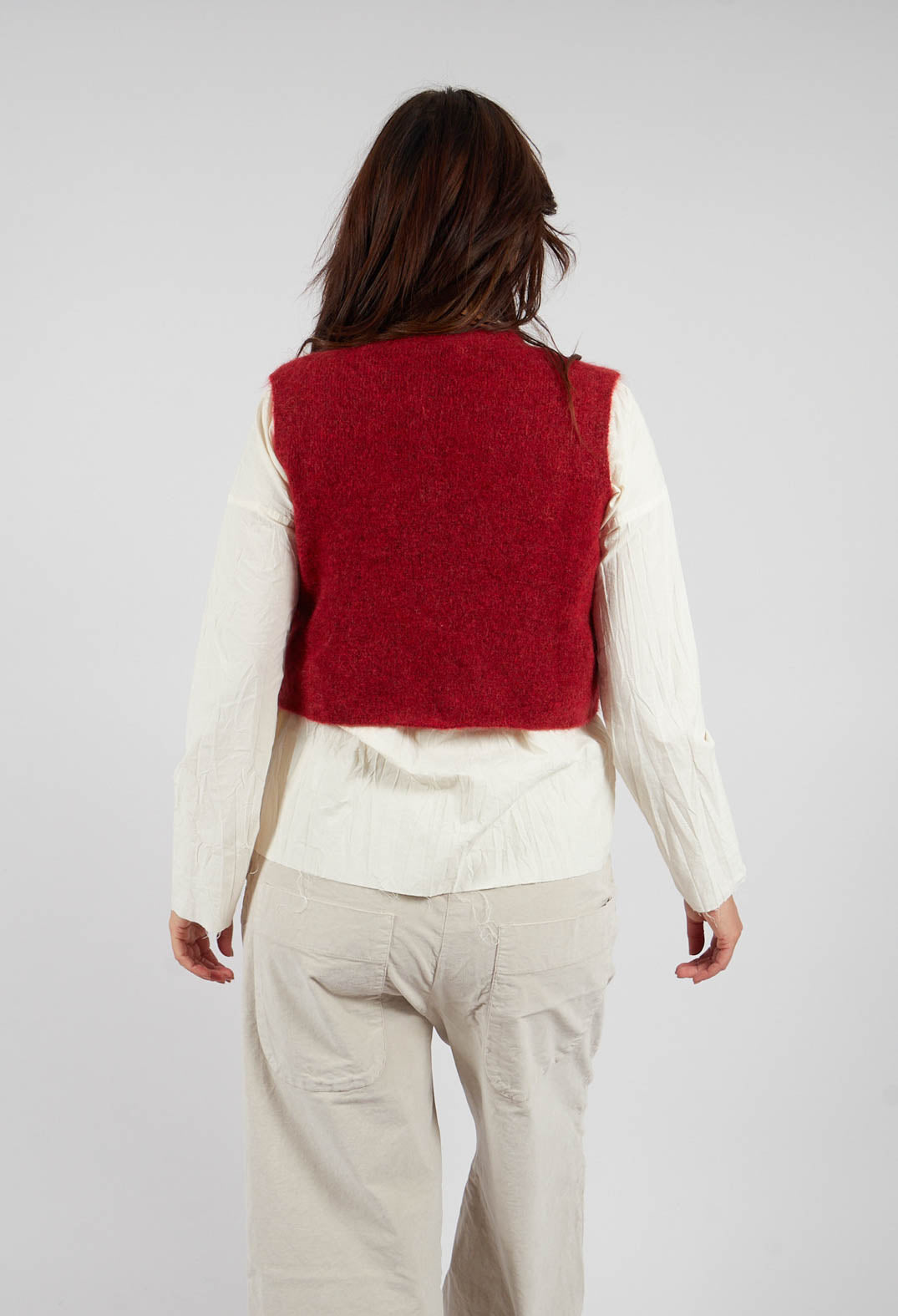 Cropped Sleeveless Cardigan in Scarlett Red