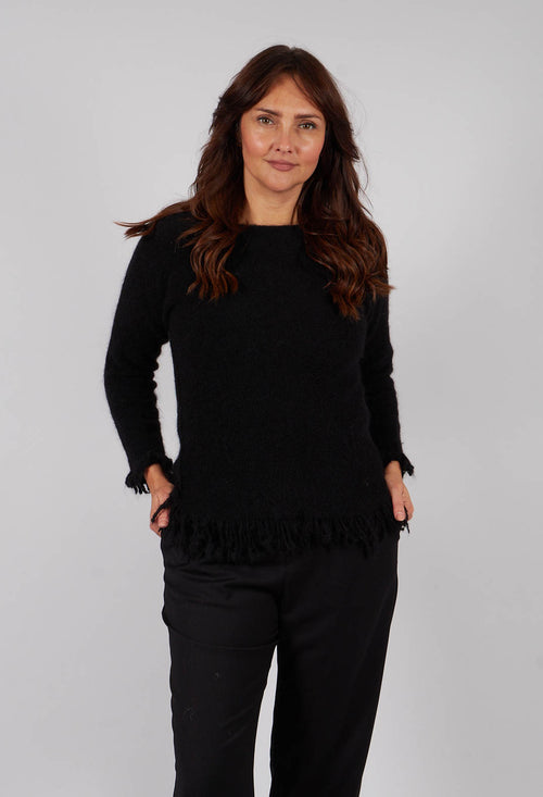 Fringed Sweater in Black