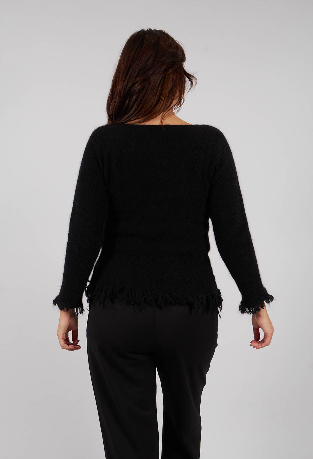 Fringed Sweater in Black