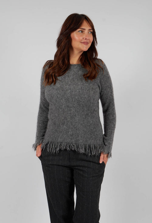 Fringed Sweater in Dark Grey