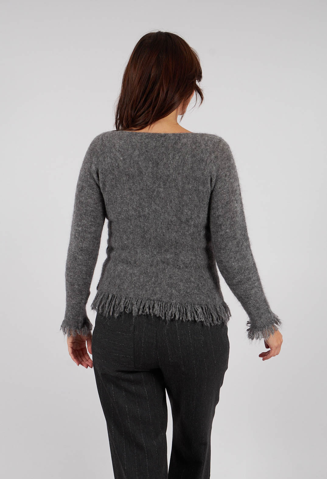 Fringed Sweater in Dark Grey