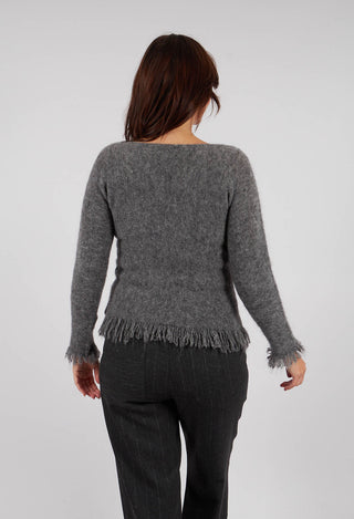 Fringed Sweater in Dark Grey