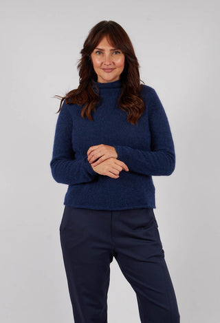 High Neck Sweater in Midnight Blue