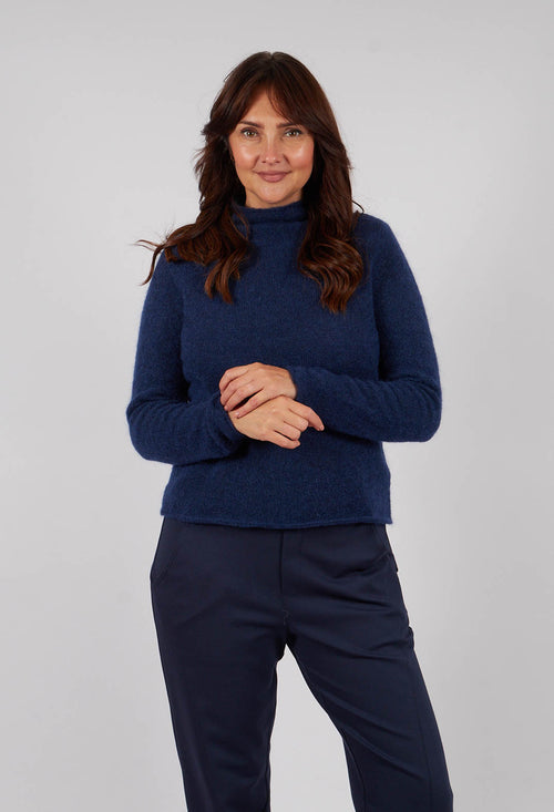 High Neck Sweater in Midnight Blue