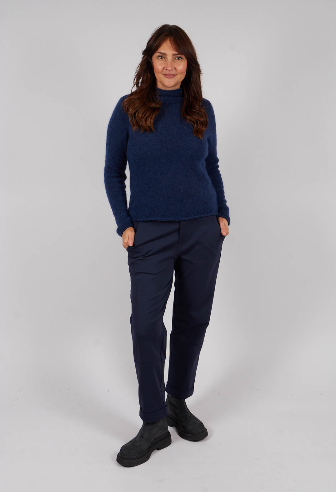 High Neck Sweater in Midnight Blue