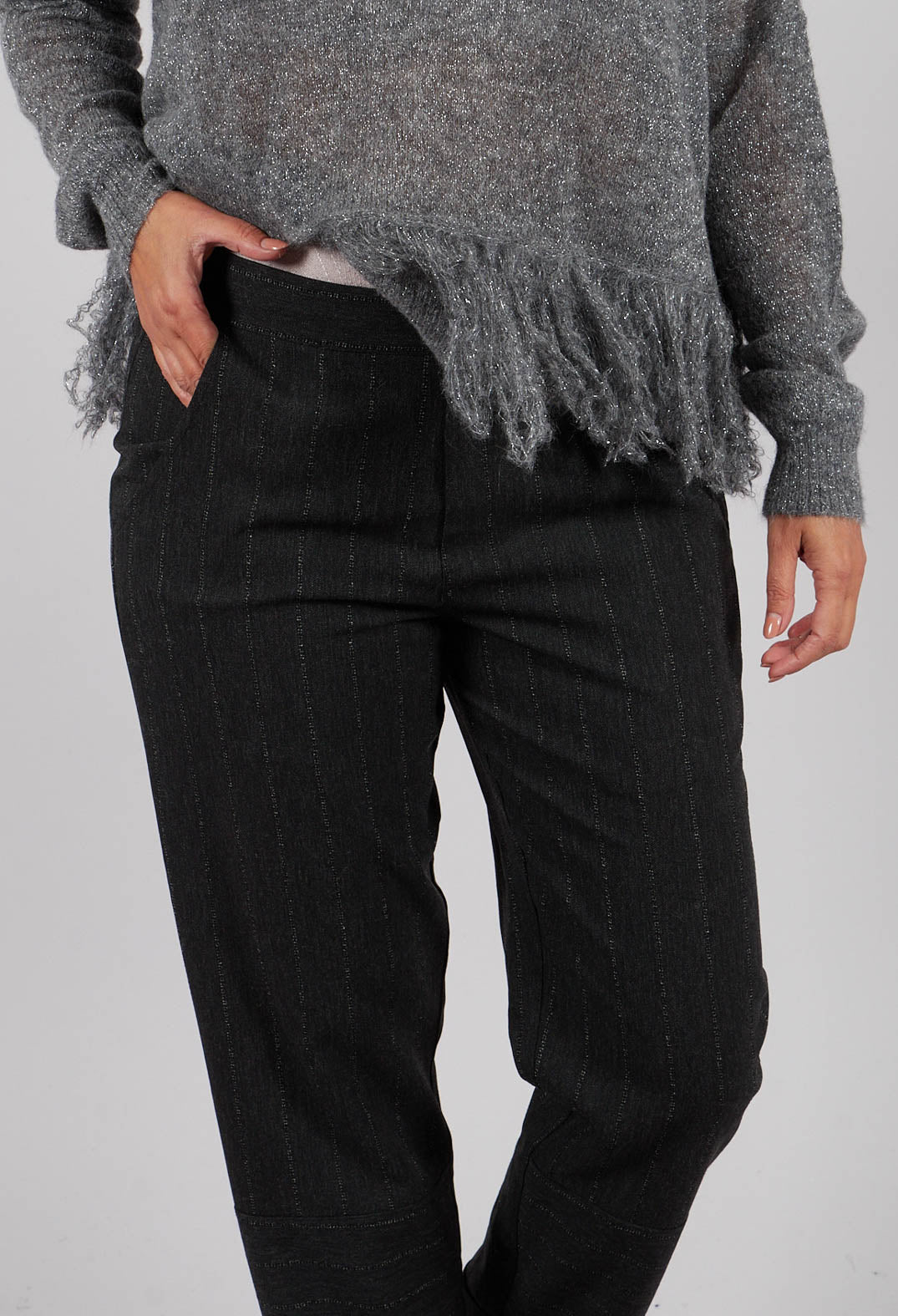 Pinstripe Alex Pants in Dark Grey