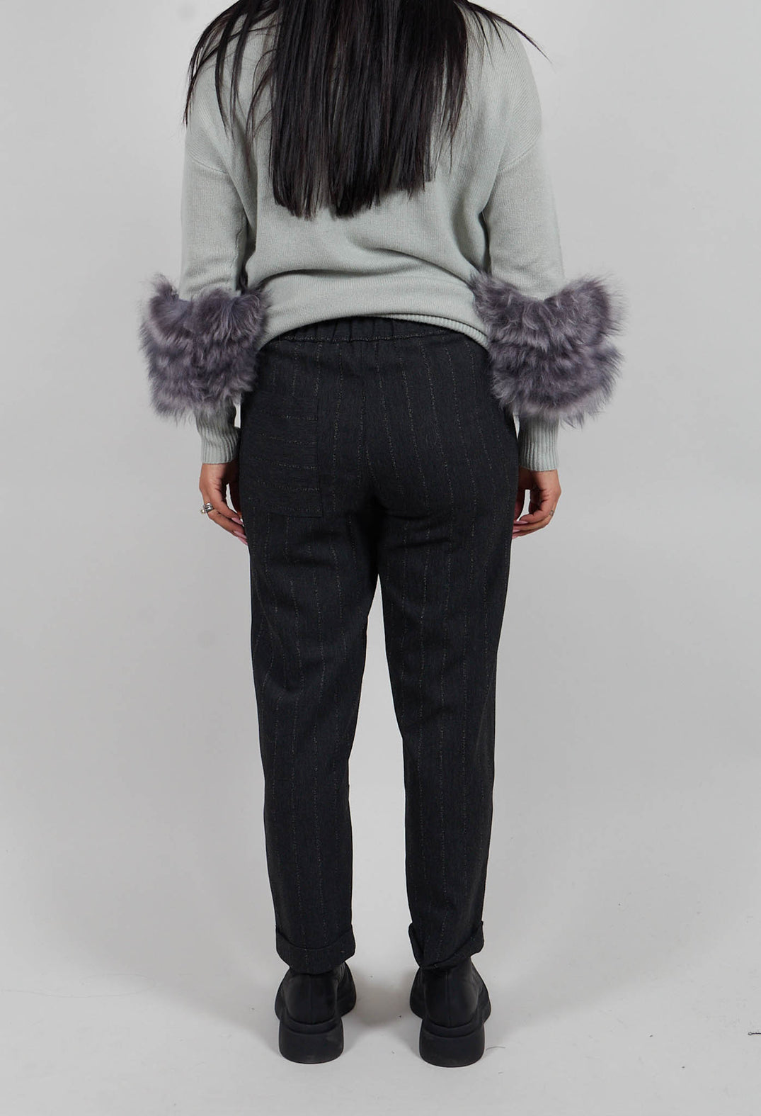 Pinstripe Alex Pants in Dark Grey