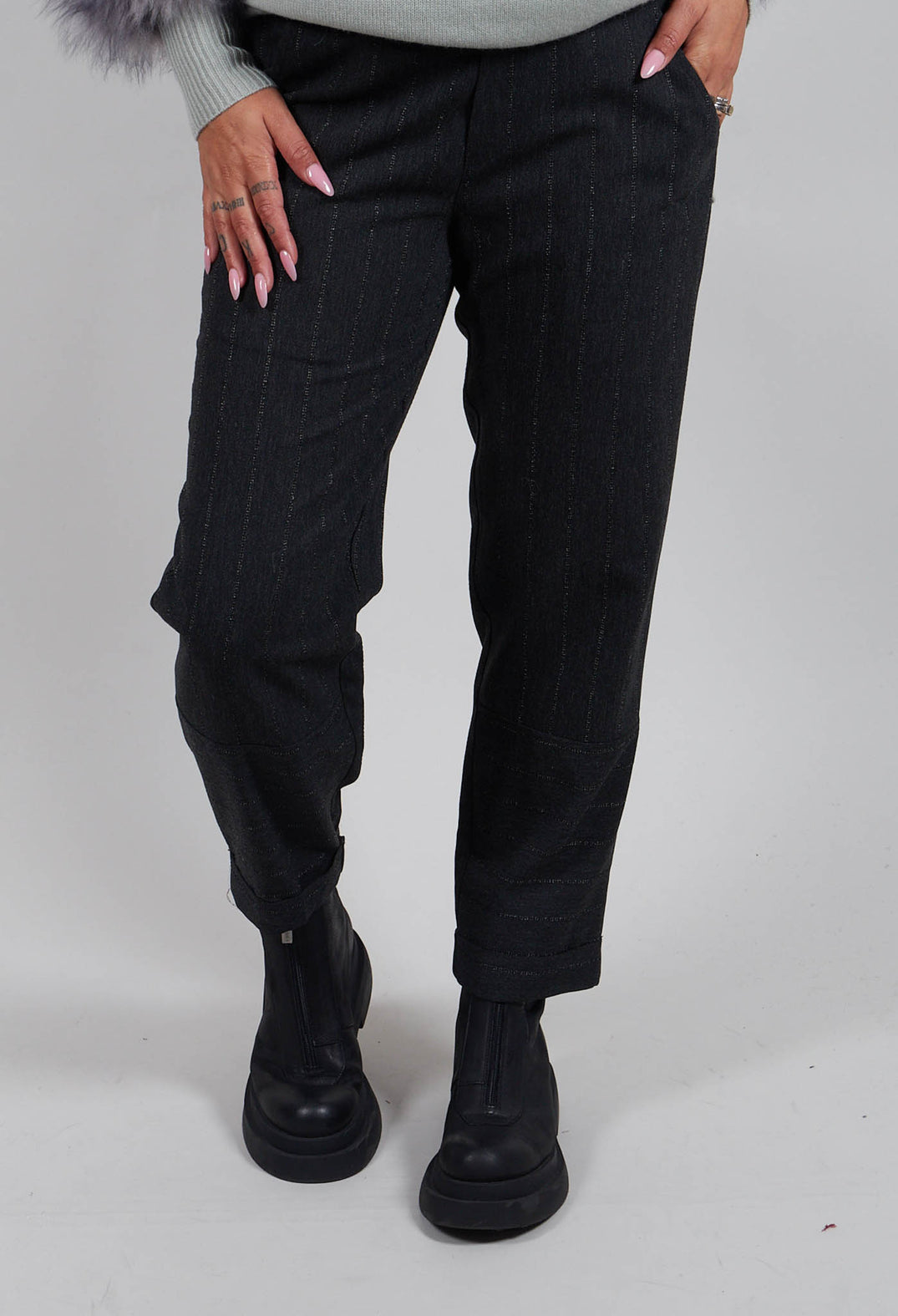 Pinstripe Alex Pants in Dark Grey