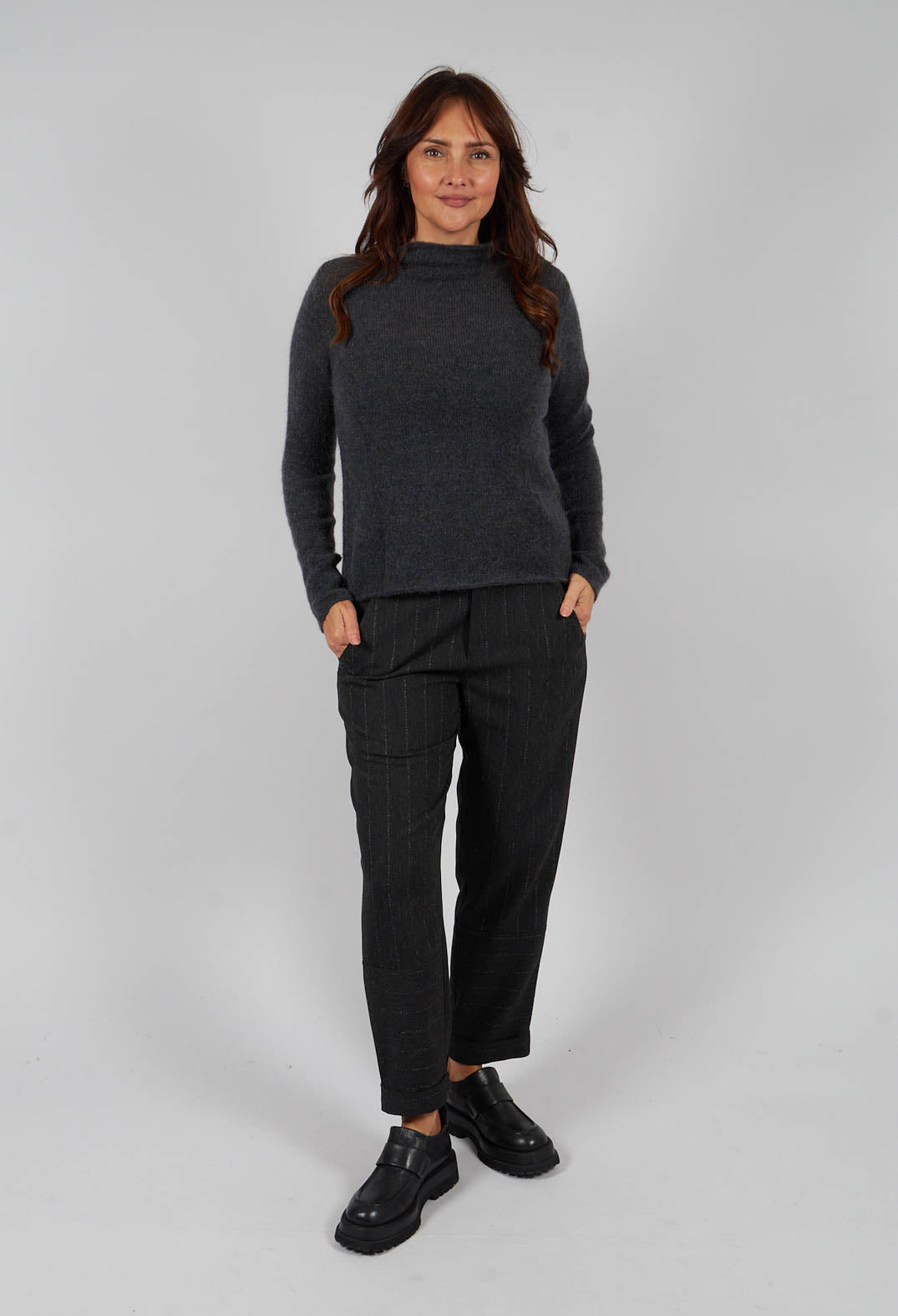 High Neck Sweater in Dark Grey Mel