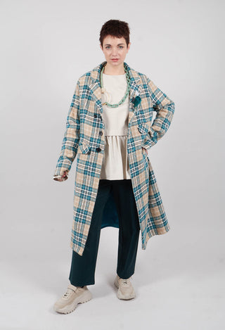 Button Overcoat in Original Blue Check