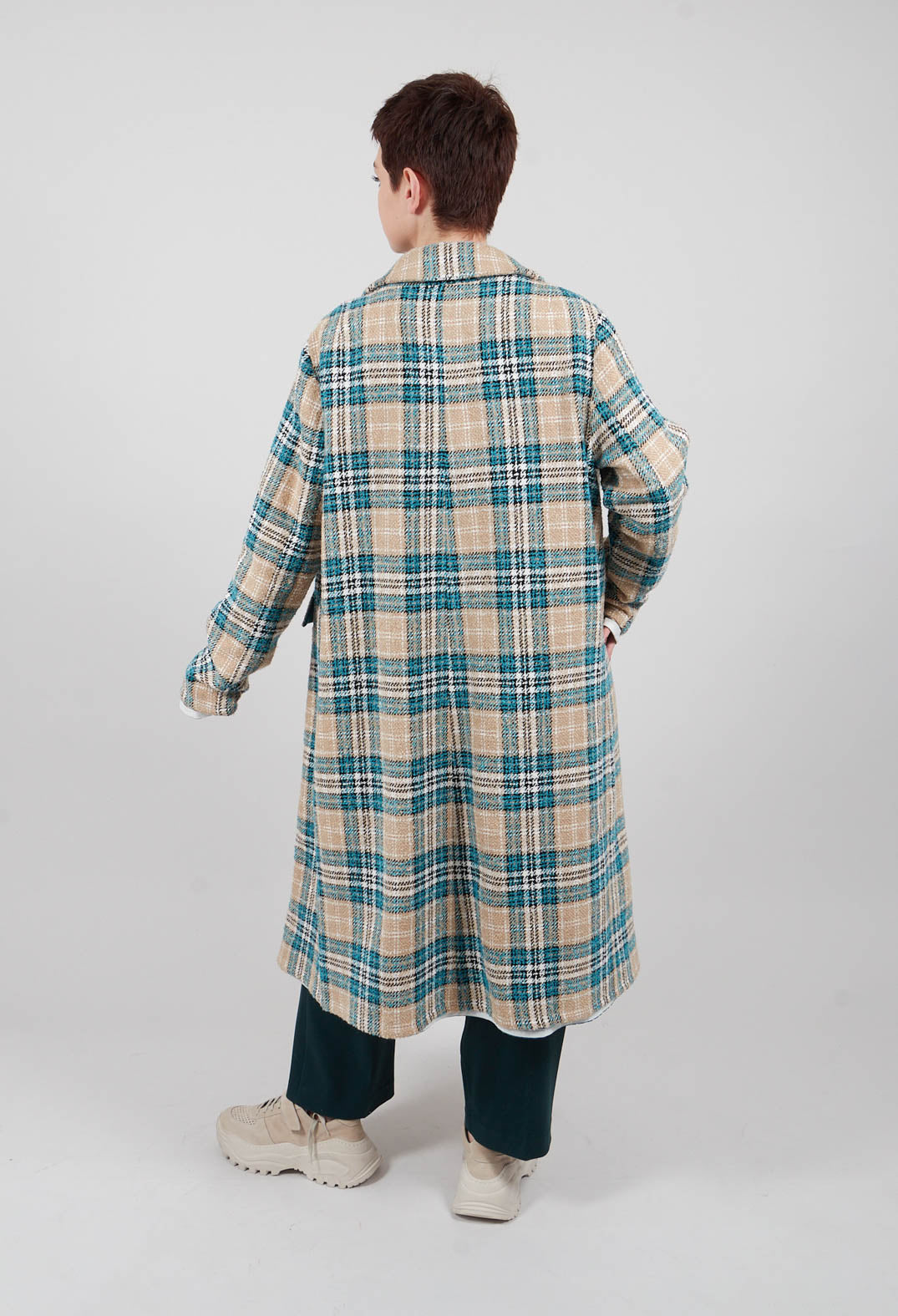 Button Overcoat in Original Blue Check