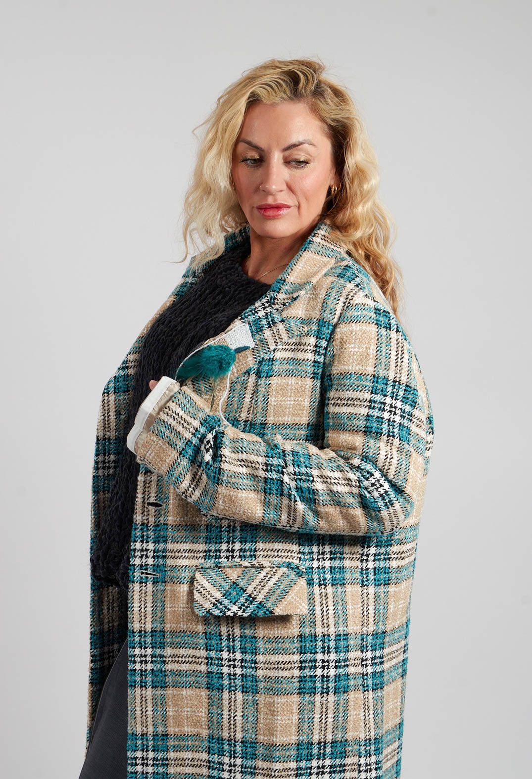 Button Overcoat in Original Blue Check