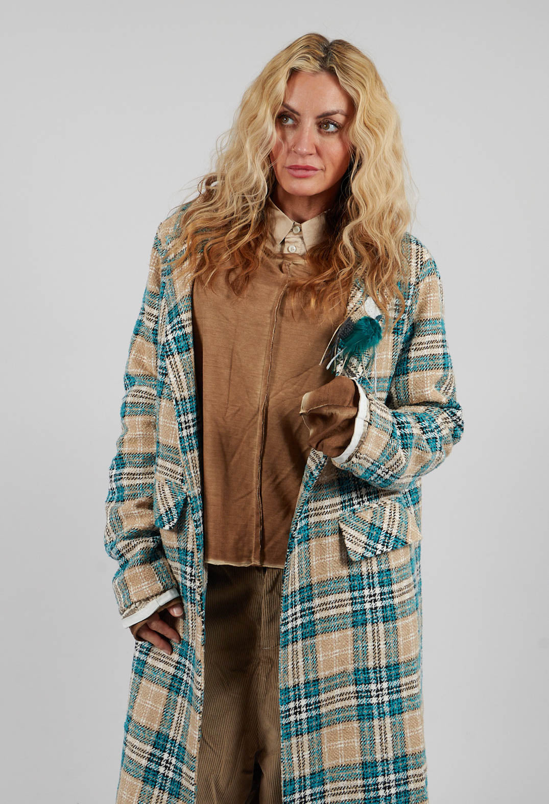 Button Overcoat in Original Blue Check