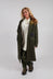 Brooch Detail Long Coat in Original Green