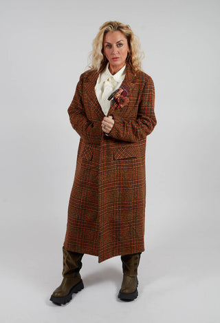 Brooch Detail Overcoat in Original Orange