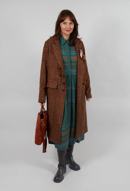 Brooch Detail Overcoat in Original Orange